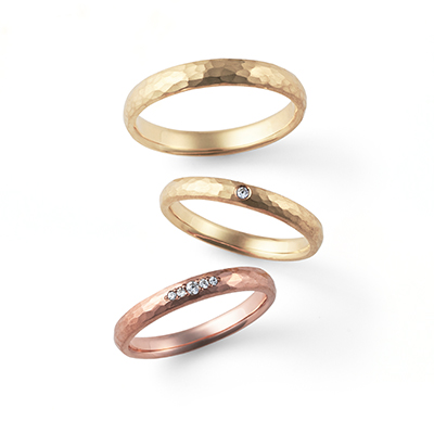 Lovers Walk 結婚指輪 シンプル アンティーク 個性派 ストレート イエローゴールド ピンクゴールド