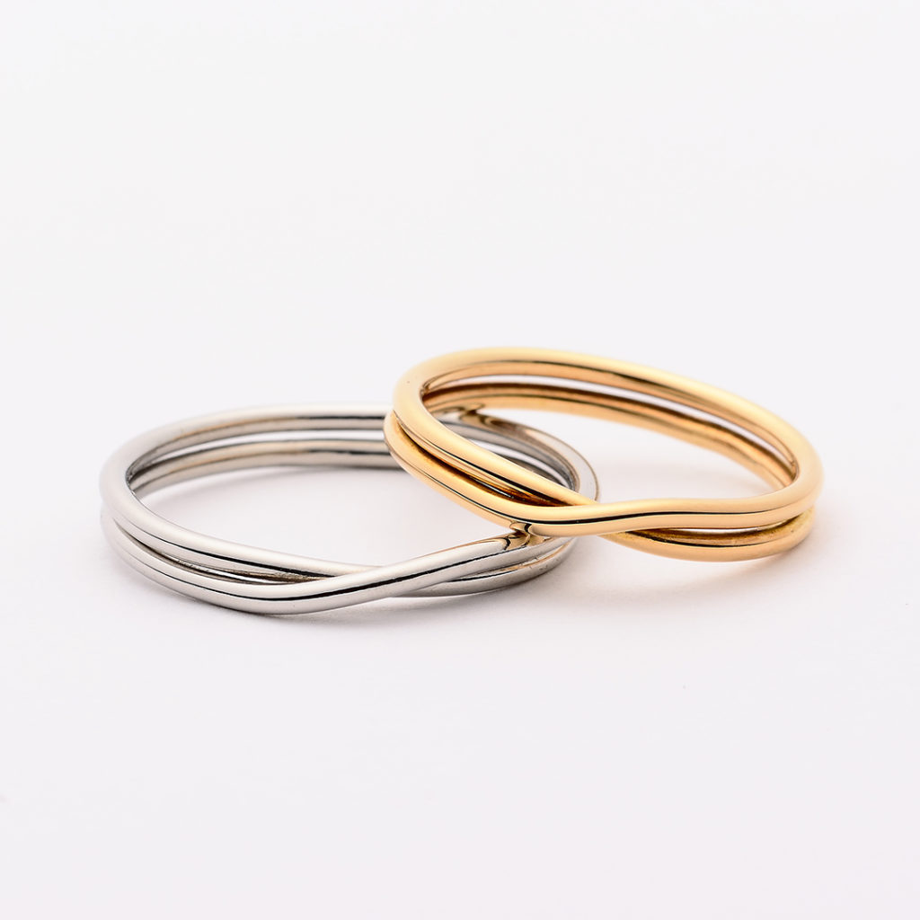 SHIHARA シハラ 結婚指輪 シンプル アンティーク 個性派 ストレート プラチナ イエローゴールド ホワイトゴールド