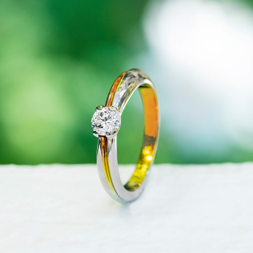 EFILANTE 婚約指輪 シンプル エレガント 個性派 ストレート 幅広 ジルコニウム