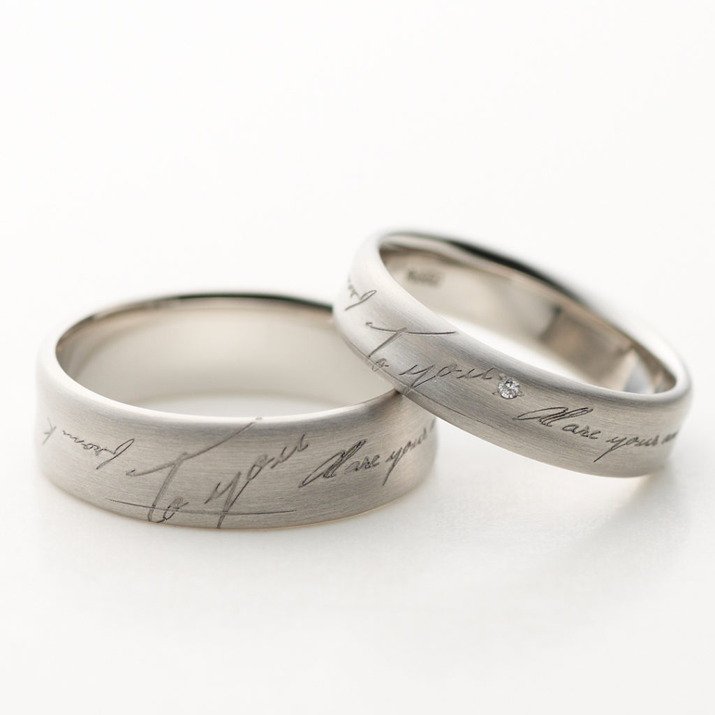 LETTER 結婚指輪 シンプル アンティーク 個性派 ストレート 幅広 プラチナ