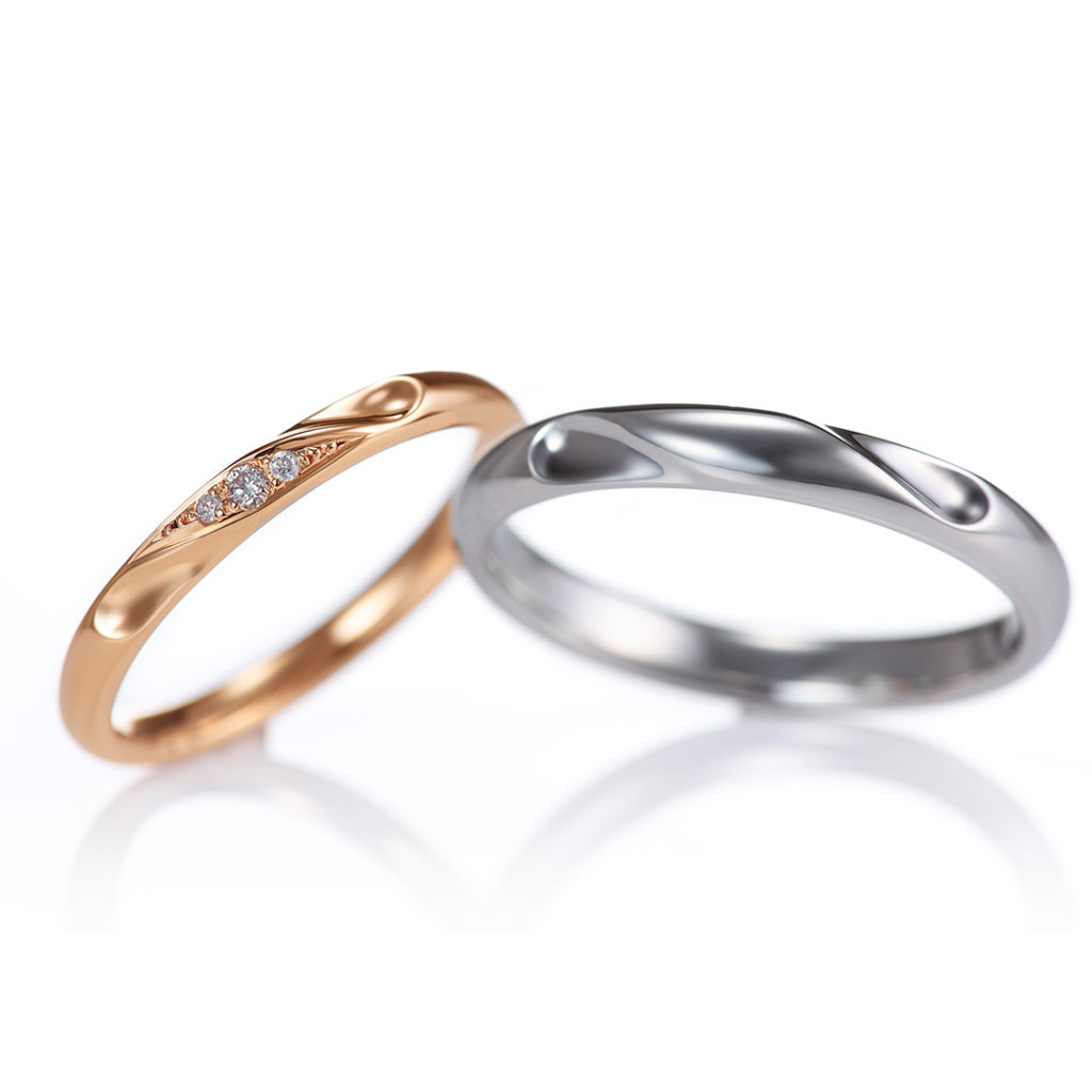 Lien 結婚指輪 シンプル キュート 個性派 ストレート プラチナ ピンクゴールド