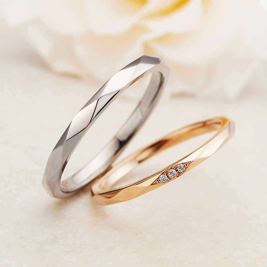 MILLE MERCIS 結婚指輪 シンプル 個性派 ストレート プラチナ イエローゴールド