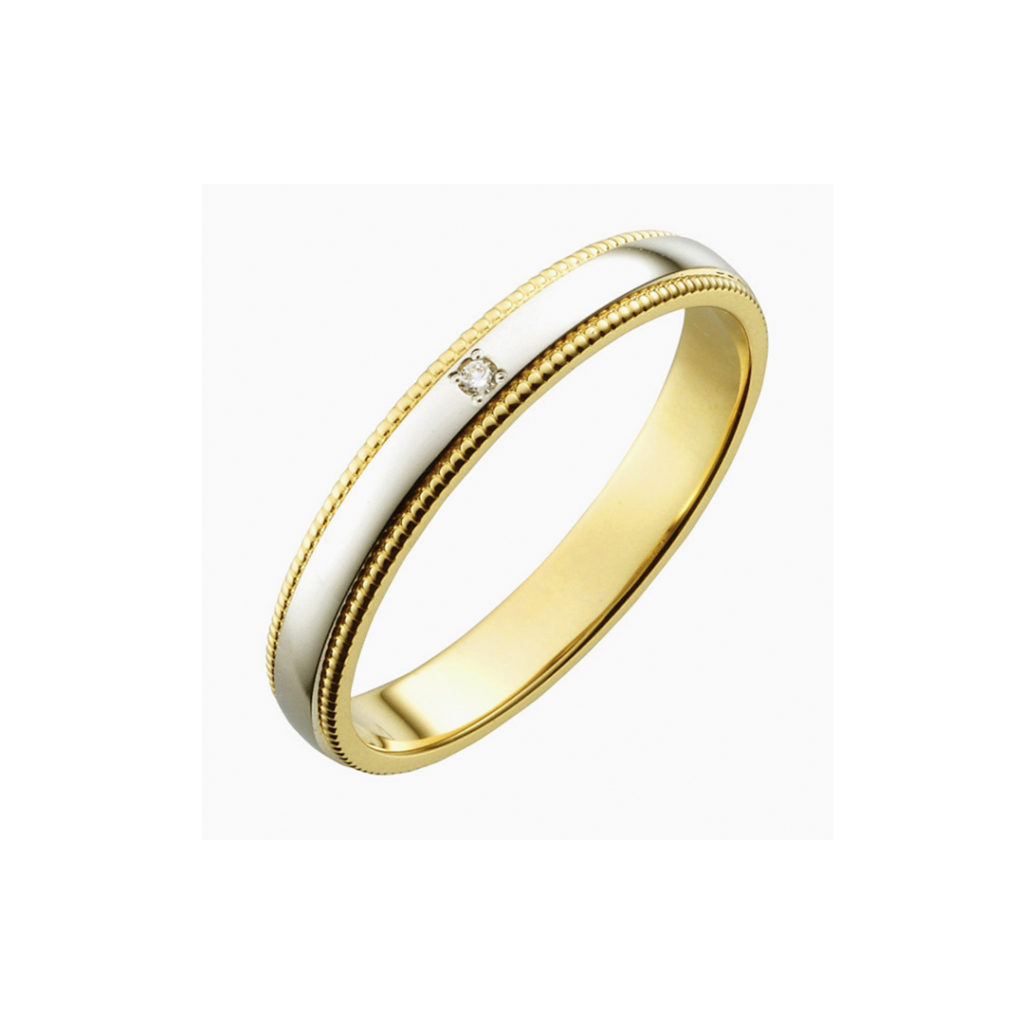 Kindness 結婚指輪 シンプル アンティーク ストレート 幅広 イエローゴールド コンビ