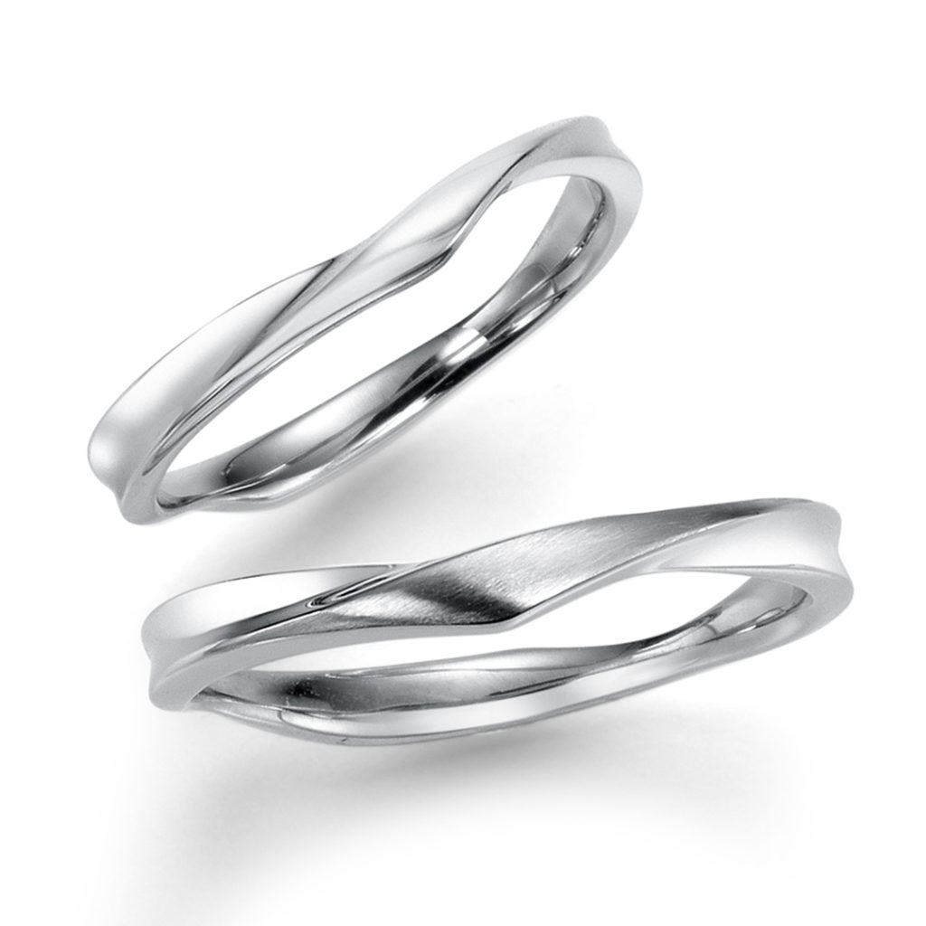 Pois-de-senteur 結婚指輪 シンプル V字(ウェーブ) プラチナ