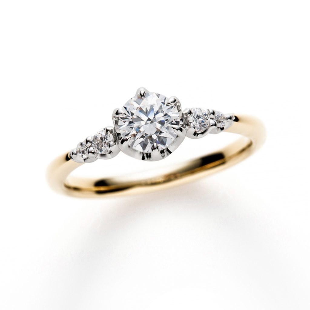 Princess 婚約指輪 シンプル キュート ストレート イエローゴールド