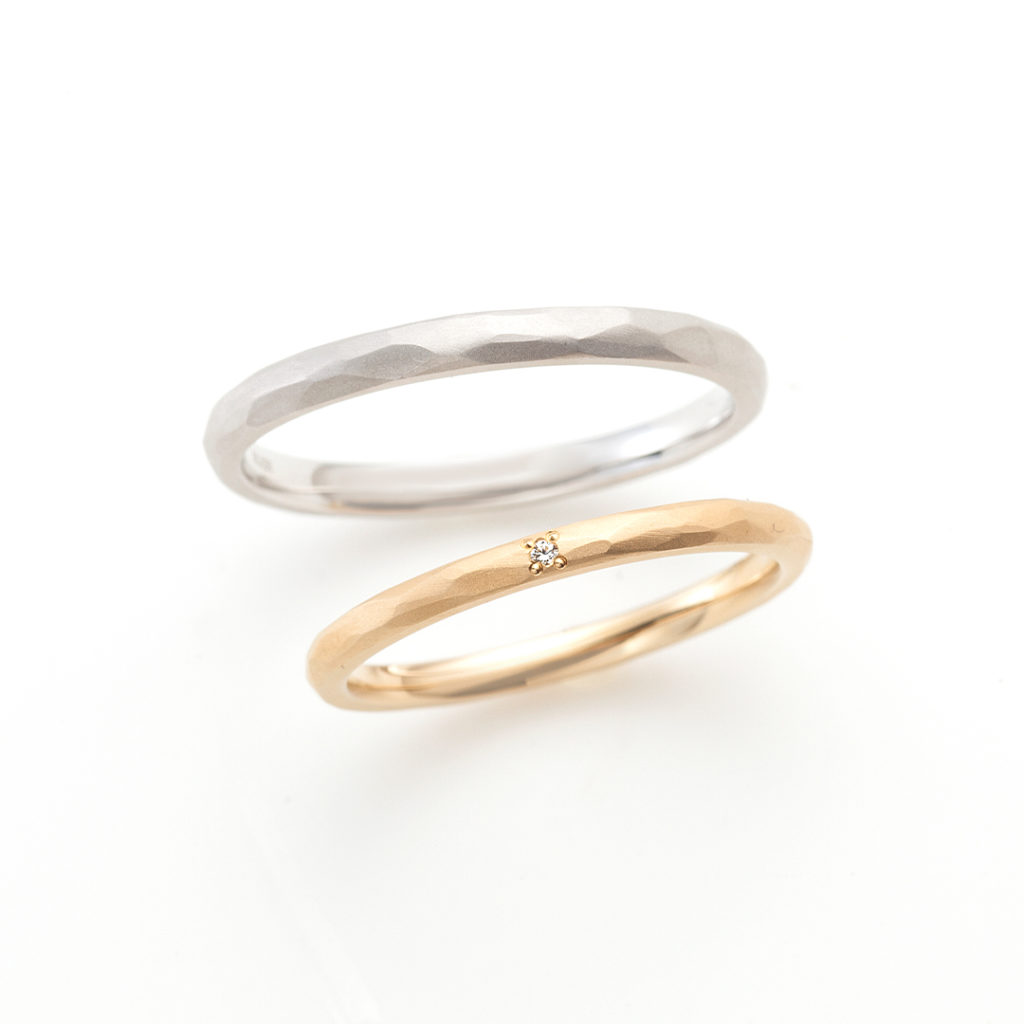 Prism 結婚指輪 シンプル アンティーク ストレート プラチナ イエローゴールド