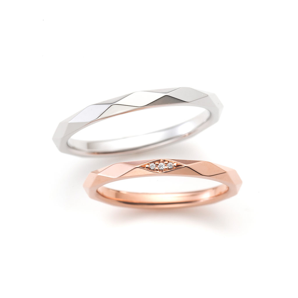 QUARTET 結婚指輪 アンティーク キュート 個性派 ストレート プラチナ ピンクゴールド