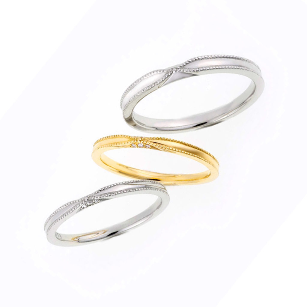 Ribon 結婚指輪 シンプル アンティーク ストレート プラチナ ピンクゴールド