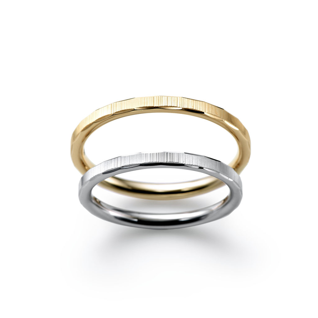 SHIPPO 結婚指輪 シンプル ストレート プラチナ イエローゴールド