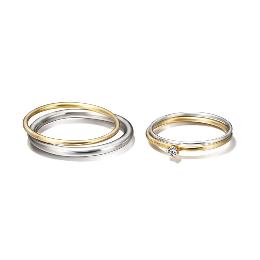 Sweet Pea 結婚指輪 シンプル アンティーク 個性派 ストレート イエローゴールド ホワイトゴールド