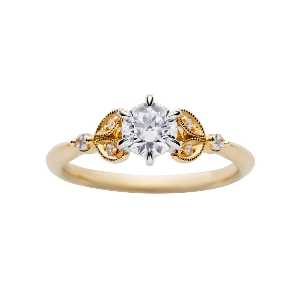 swan 婚約指輪 シンプル アンティーク 個性派 ストレート イエローゴールド