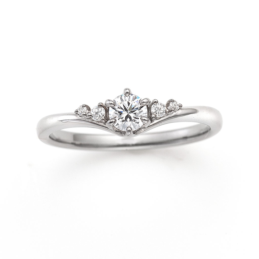Sparkle 婚約指輪 シンプル エレガント V字(ウェーブ) プラチナ