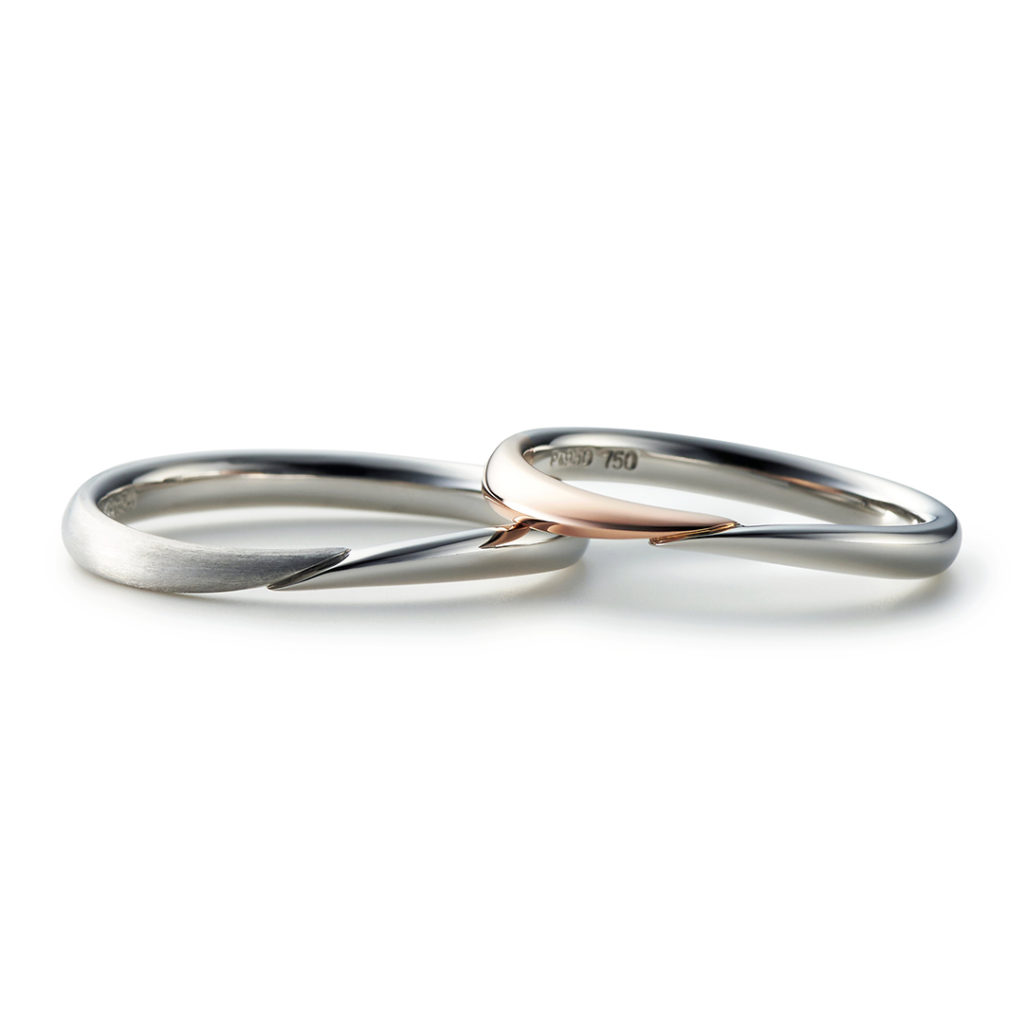 TOMOE 結婚指輪 シンプル S字(ウェーブ) プラチナ コンビ