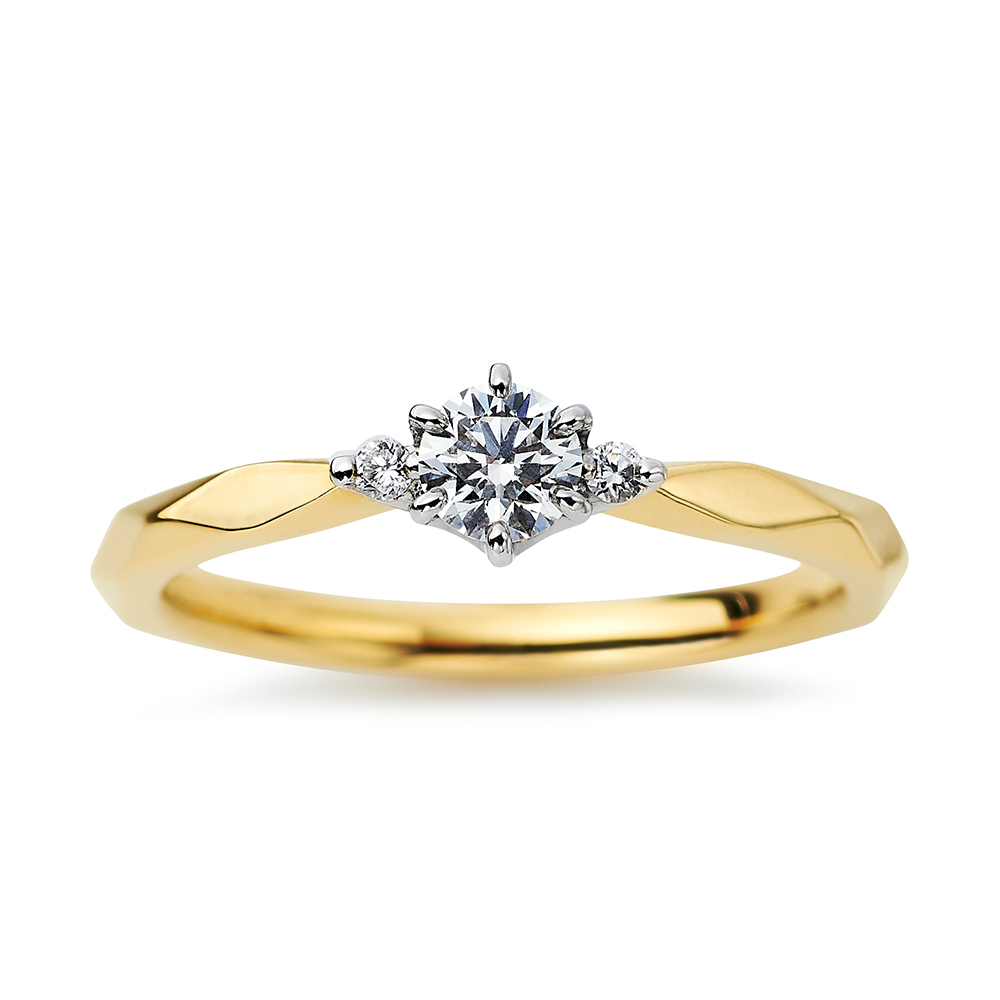Soleil 婚約指輪 シンプル キュート ストレート プラチナ イエローゴールド