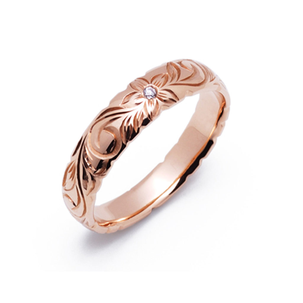 キナウ 結婚指輪 シンプル アンティーク 個性派 ストレート 幅広 ピンクゴールド