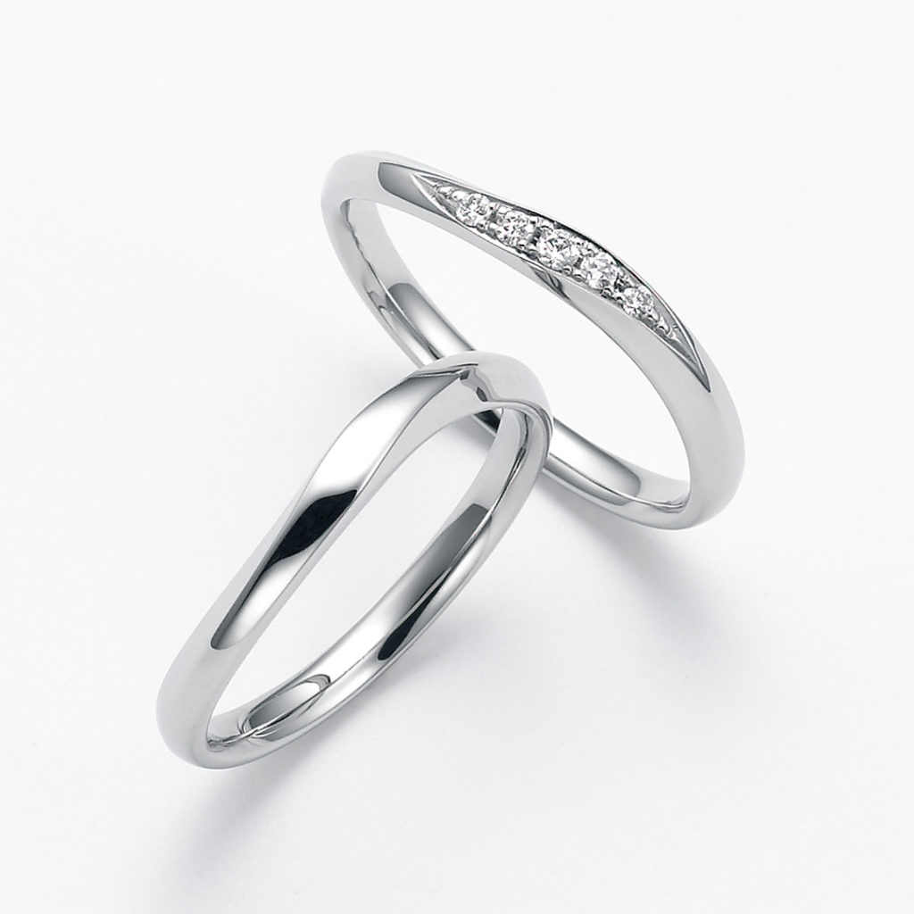 calme-カルム- 結婚指輪 シンプル エレガント ストレート S字(ウェーブ) パラジウム