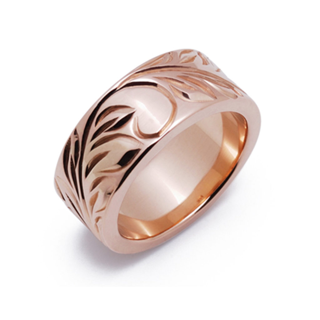 ヌイ 結婚指輪 シンプル 個性派 ストレート 幅広 ピンクゴールド