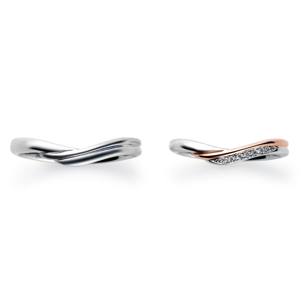 V字 ウェーブ デザインの結婚指輪 マリッジリング ブランド多数のビジュピコブライダル