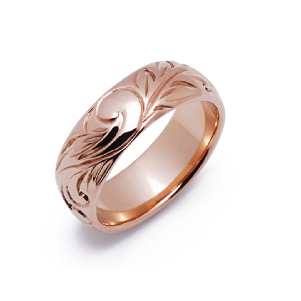 エマ 結婚指輪 シンプル アンティーク 個性派 ストレート 幅広 ピンクゴールド