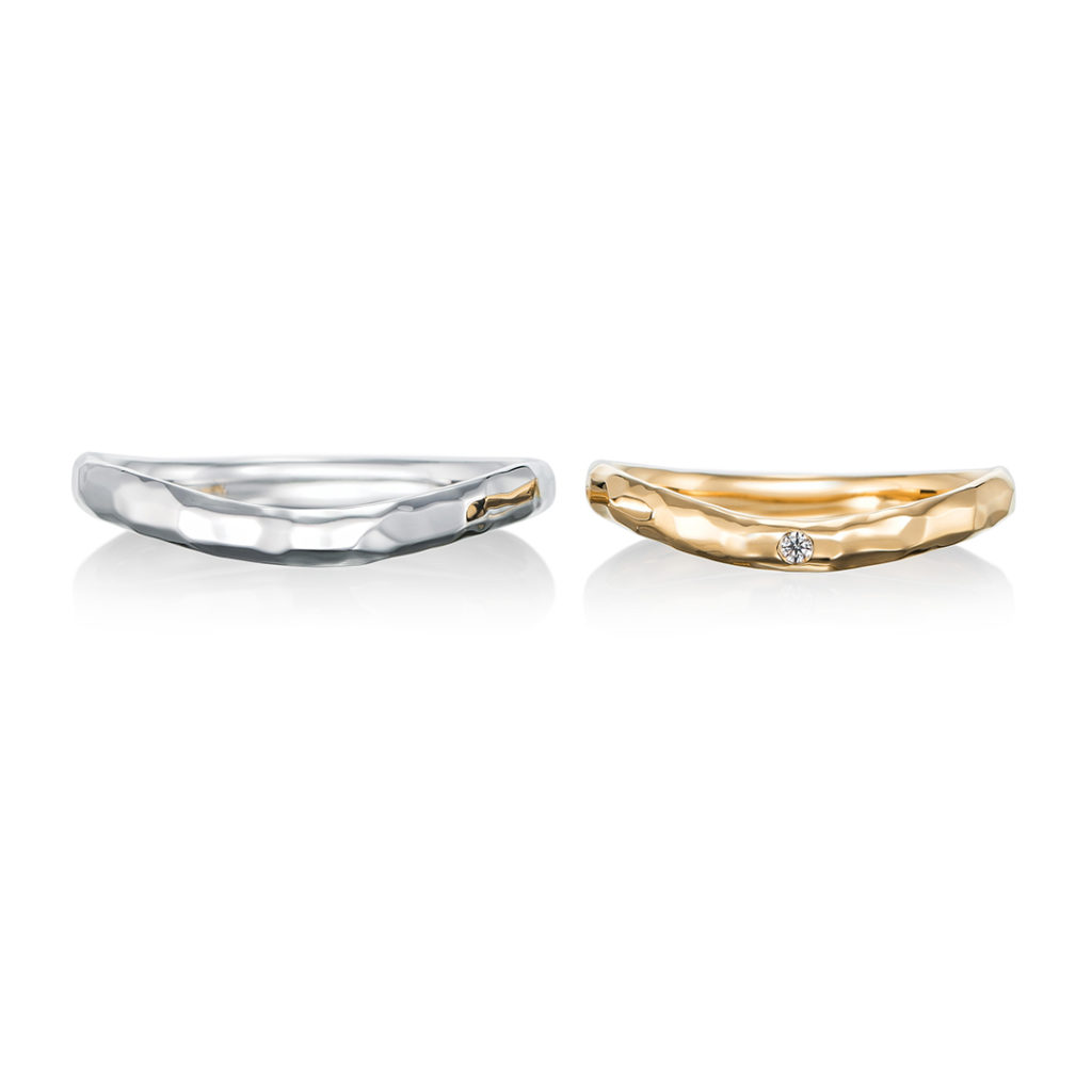 plaisir 結婚指輪 アンティーク 個性派 ストレート 幅広 イエローゴールド ホワイトゴールド